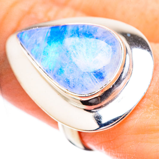 Rainbow Moonstone Rings handcrafted by Ana Silver Co - RING130748