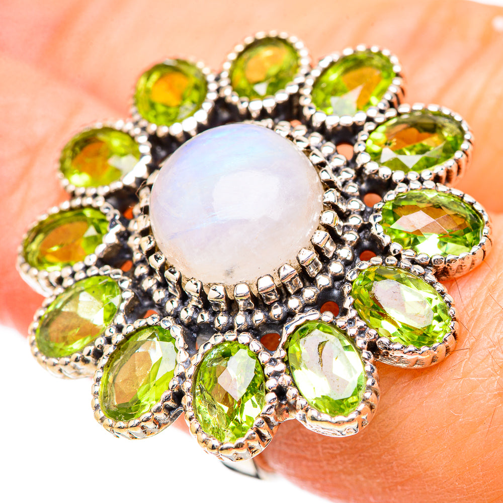 Rainbow Moonstone Rings handcrafted by Ana Silver Co - RING130750