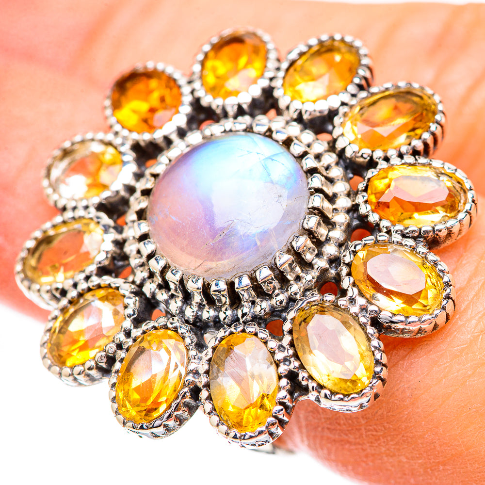 Rainbow Moonstone Rings handcrafted by Ana Silver Co - RING130752