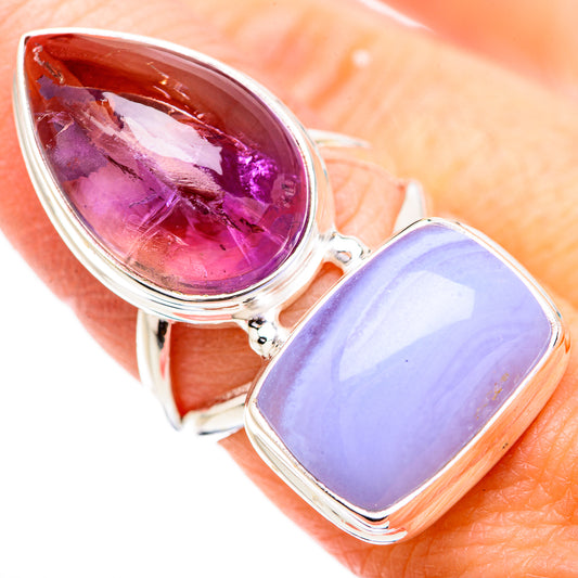 Blue Lace Agate Rings handcrafted by Ana Silver Co - RING130756