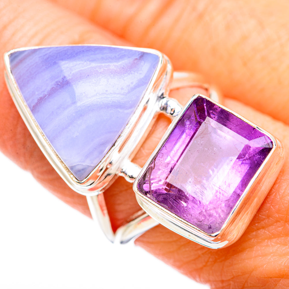 Blue Lace Agate Rings handcrafted by Ana Silver Co - RING130757