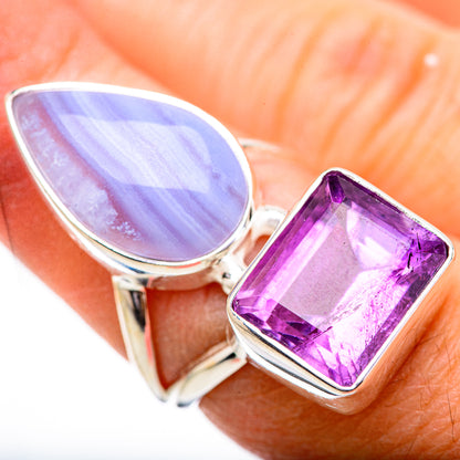 Blue Lace Agate Rings handcrafted by Ana Silver Co - RING130759