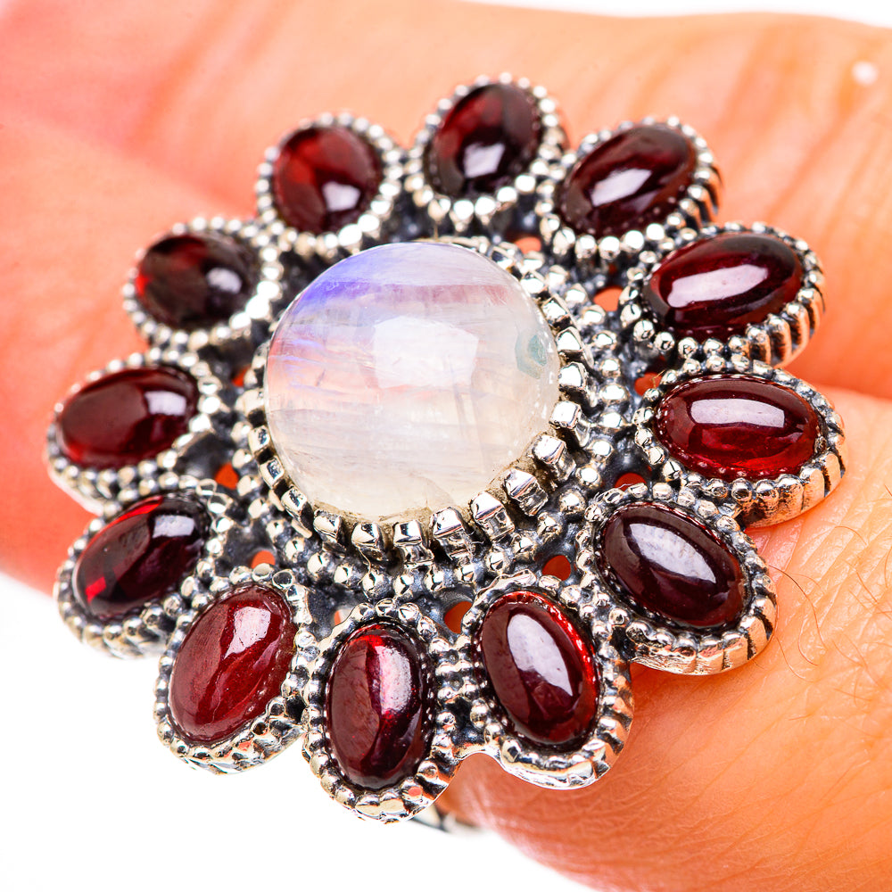 Rainbow Moonstone Rings handcrafted by Ana Silver Co - RING130762