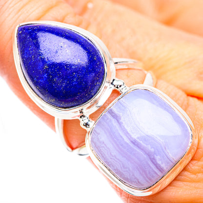 Blue Lace Agate Rings handcrafted by Ana Silver Co - RING130769