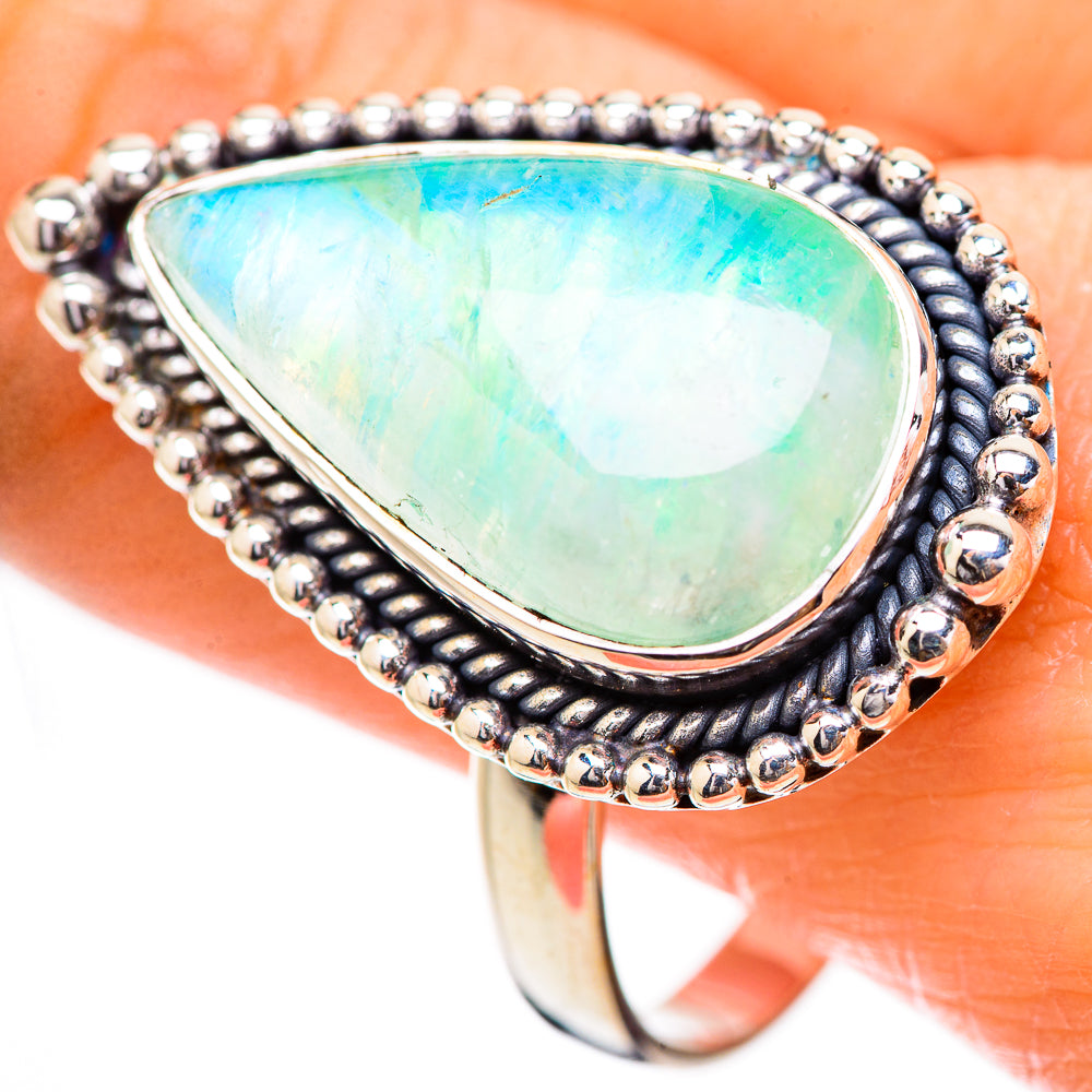 Green Moonstone Rings handcrafted by Ana Silver Co - RING130771