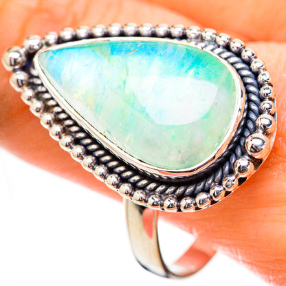 Green Moonstone Rings handcrafted by Ana Silver Co - RING130771