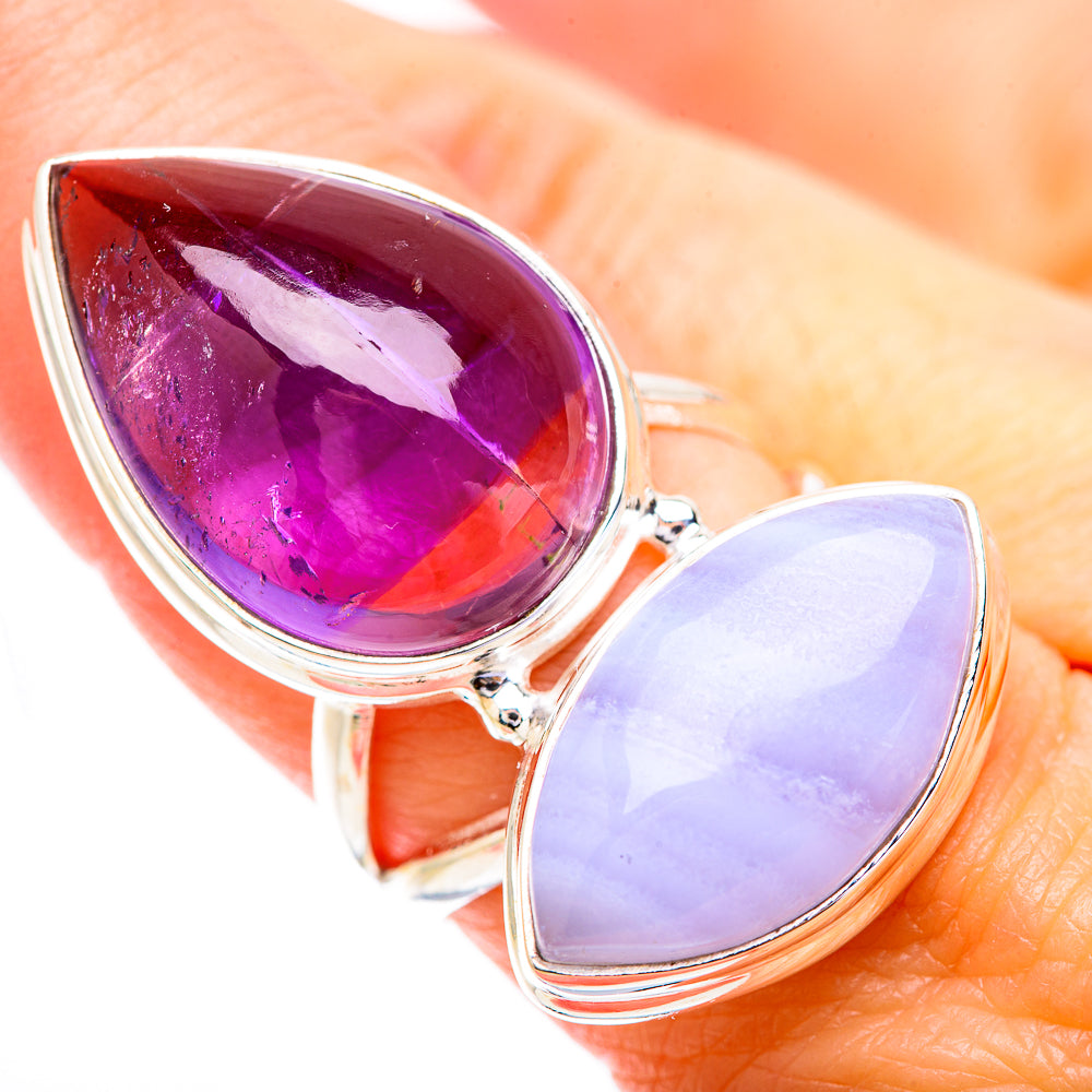 Blue Lace Agate Rings handcrafted by Ana Silver Co - RING130777