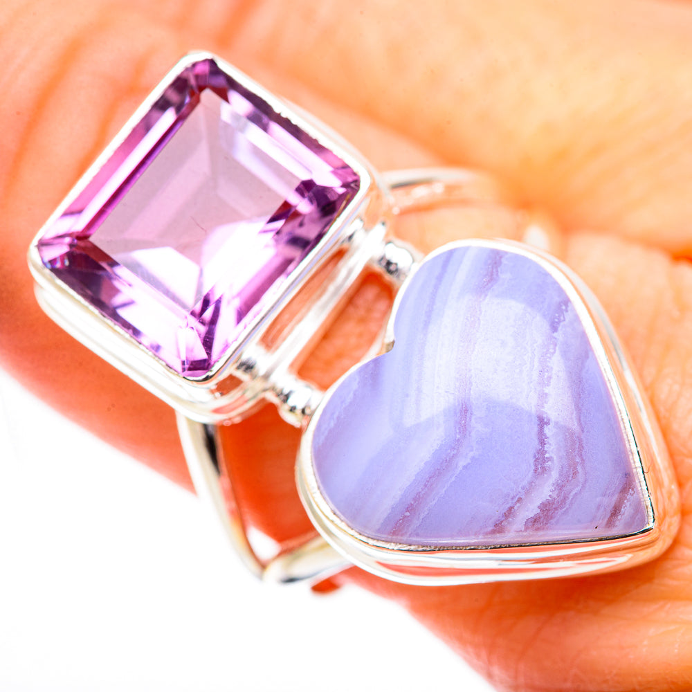Blue Lace Agate Rings handcrafted by Ana Silver Co - RING130778