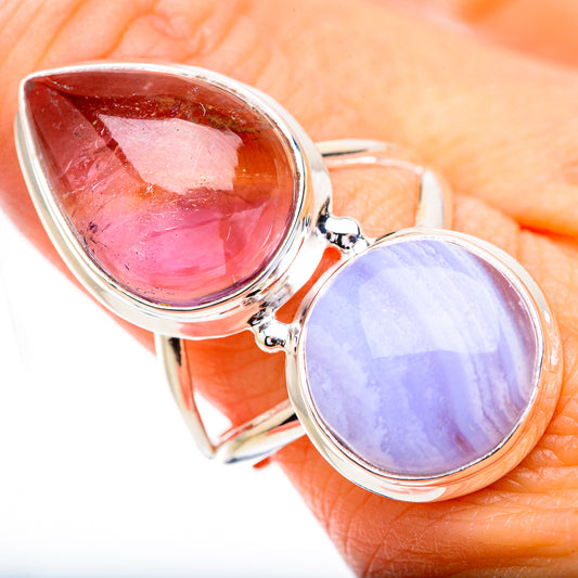 Blue Lace Agate Rings handcrafted by Ana Silver Co - RING130781