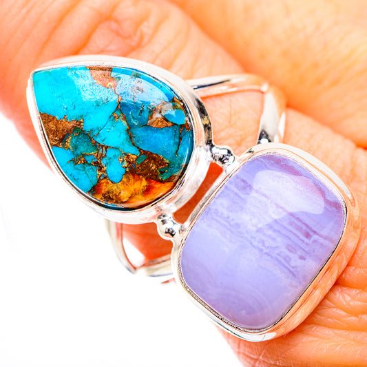 Blue Lace Agate Rings handcrafted by Ana Silver Co - RING130788