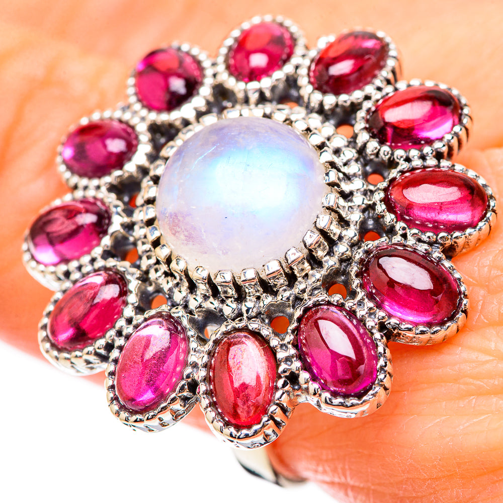 Rainbow Moonstone Rings handcrafted by Ana Silver Co - RING130797