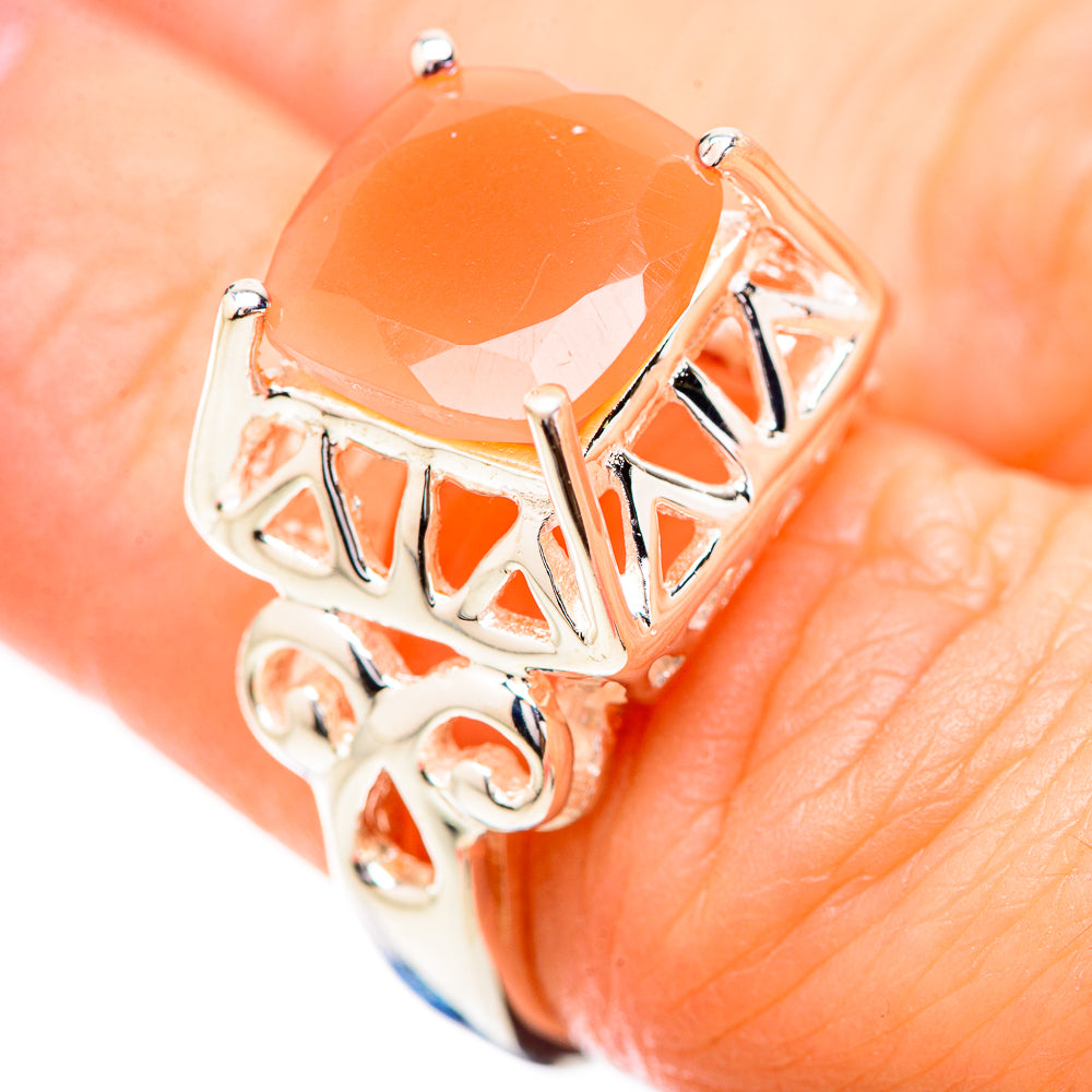 Peach Moonstone Rings handcrafted by Ana Silver Co - RING130806