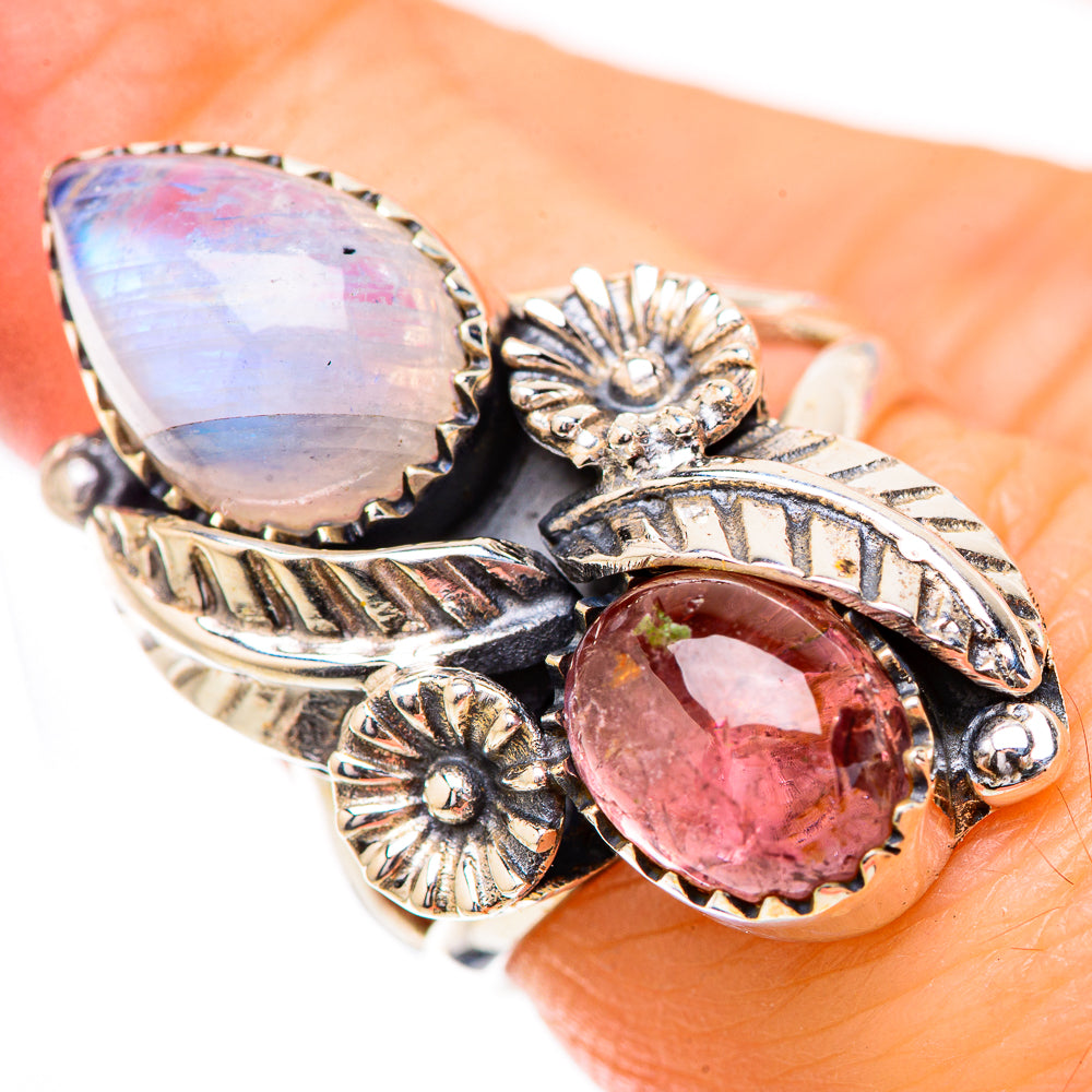 Rainbow Moonstone Rings handcrafted by Ana Silver Co - RING130838