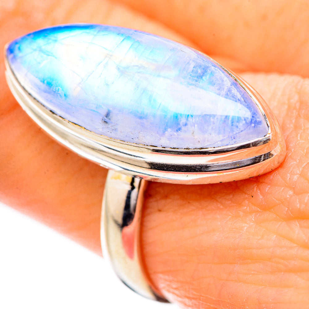 Rainbow Moonstone Rings handcrafted by Ana Silver Co - RING130859