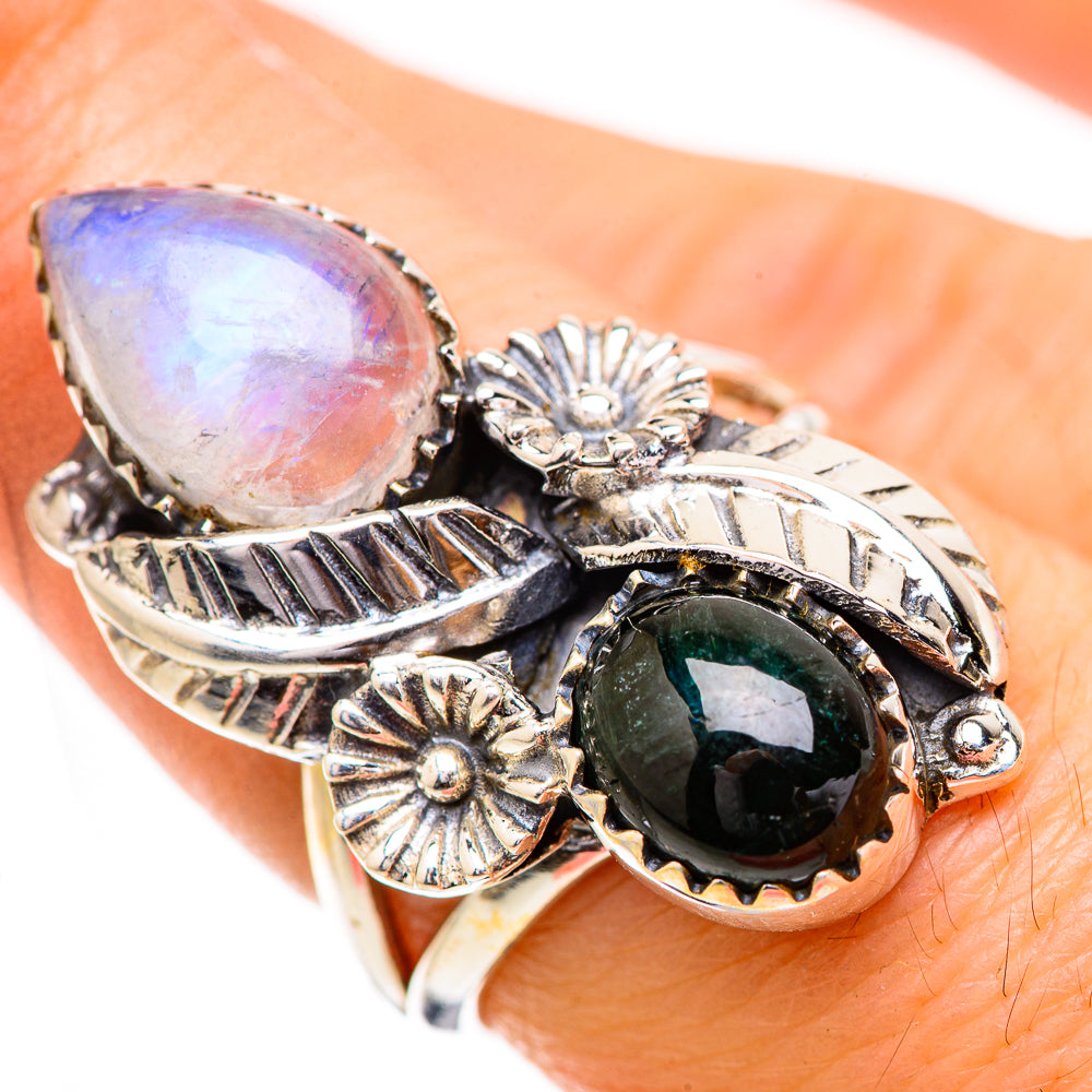 Rainbow Moonstone Rings handcrafted by Ana Silver Co - RING130867