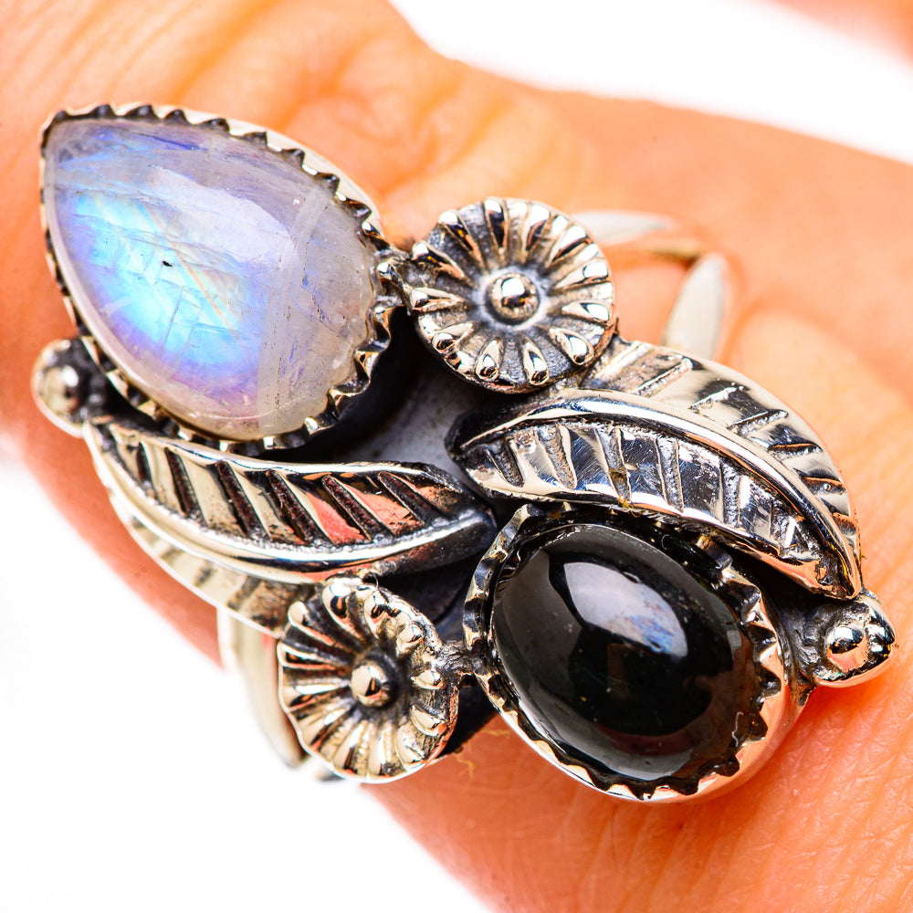 Rainbow Moonstone Rings handcrafted by Ana Silver Co - RING130878