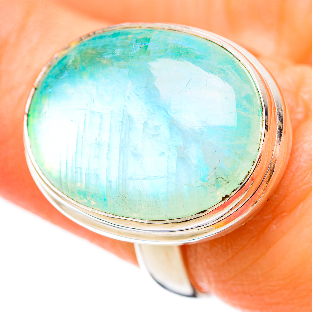Green Moonstone Rings handcrafted by Ana Silver Co - RING130880