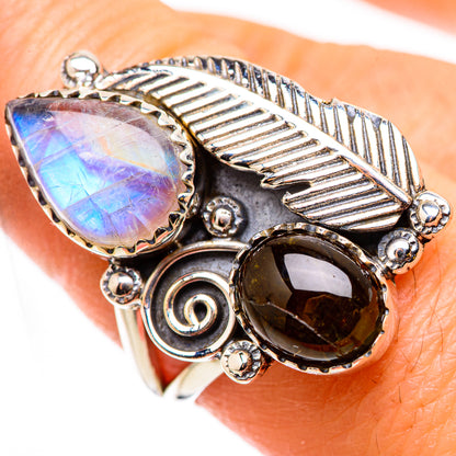 Rainbow Moonstone Rings handcrafted by Ana Silver Co - RING130881