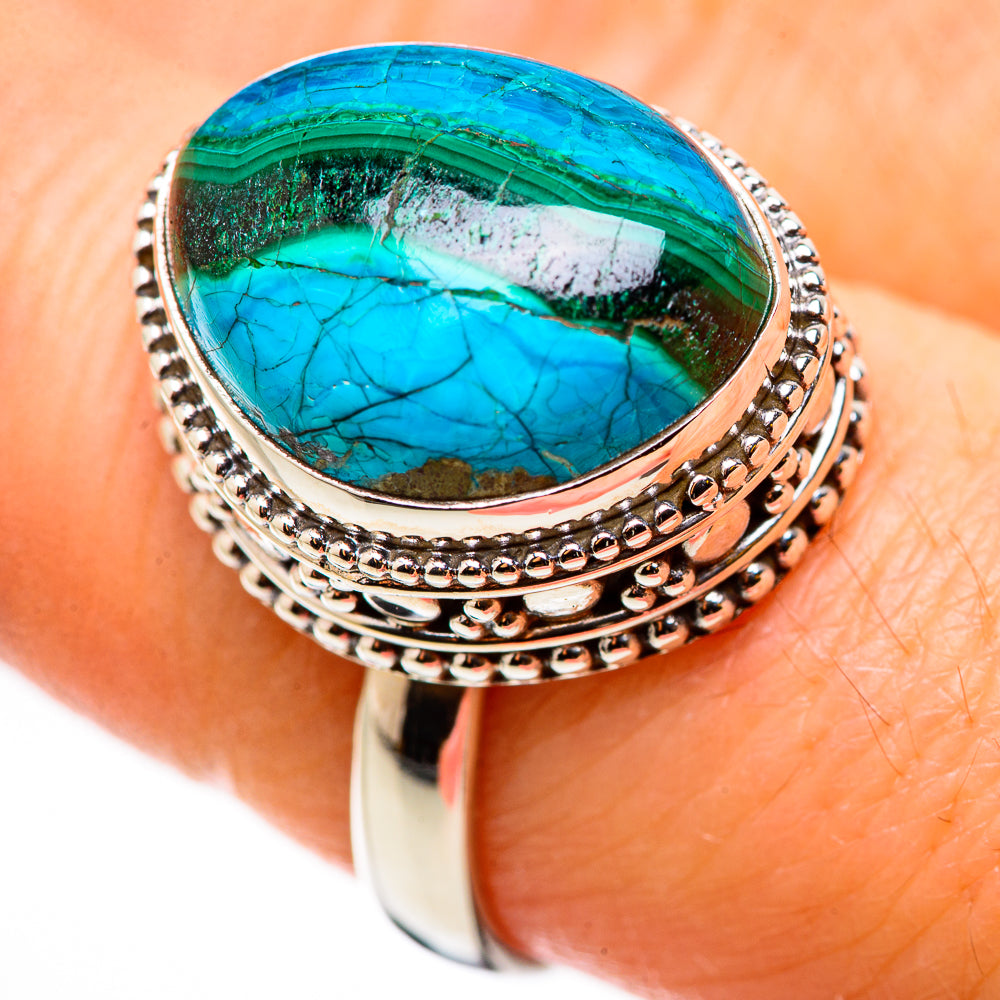 Malachite In Chrysocolla Rings handcrafted by Ana Silver Co - RING130891