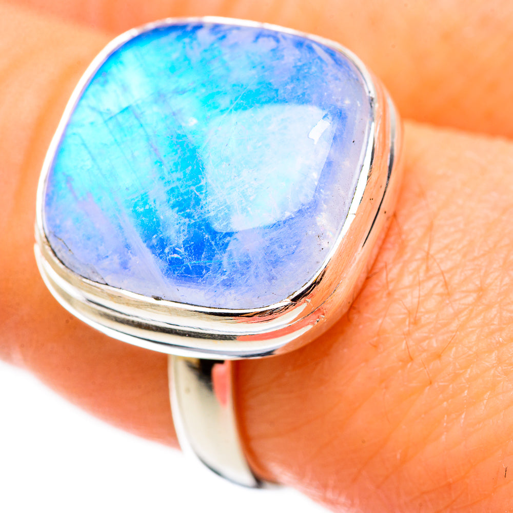 Rainbow Moonstone Rings handcrafted by Ana Silver Co - RING130901