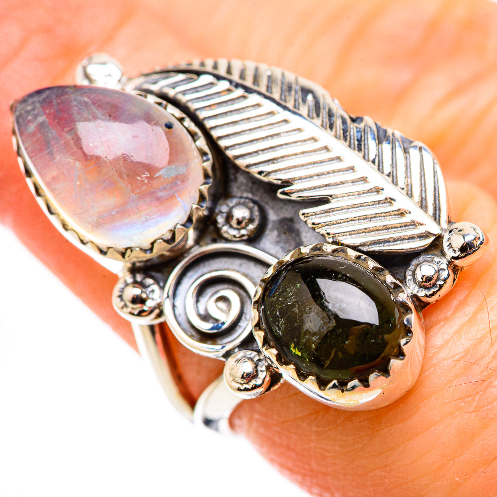 Rainbow Moonstone Rings handcrafted by Ana Silver Co - RING130904
