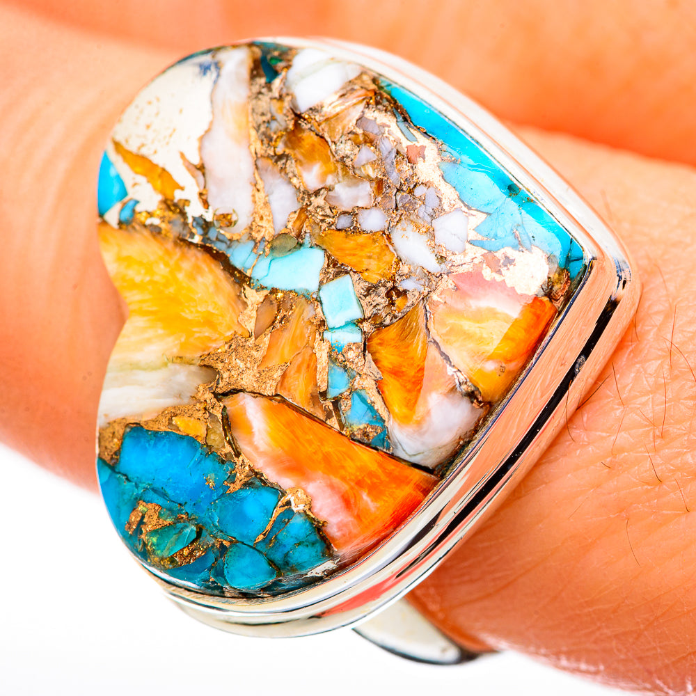 Spiny Oyster Turquoise Rings handcrafted by Ana Silver Co - RING130914