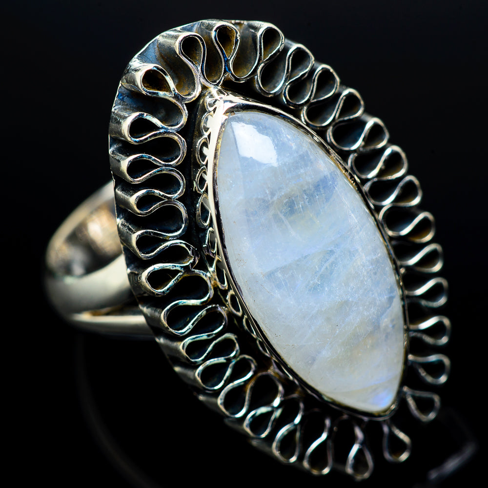 Rainbow Moonstone Rings handcrafted by Ana Silver Co - RING13092