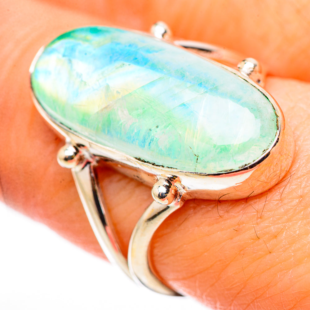 Green Moonstone Rings handcrafted by Ana Silver Co - RING130927