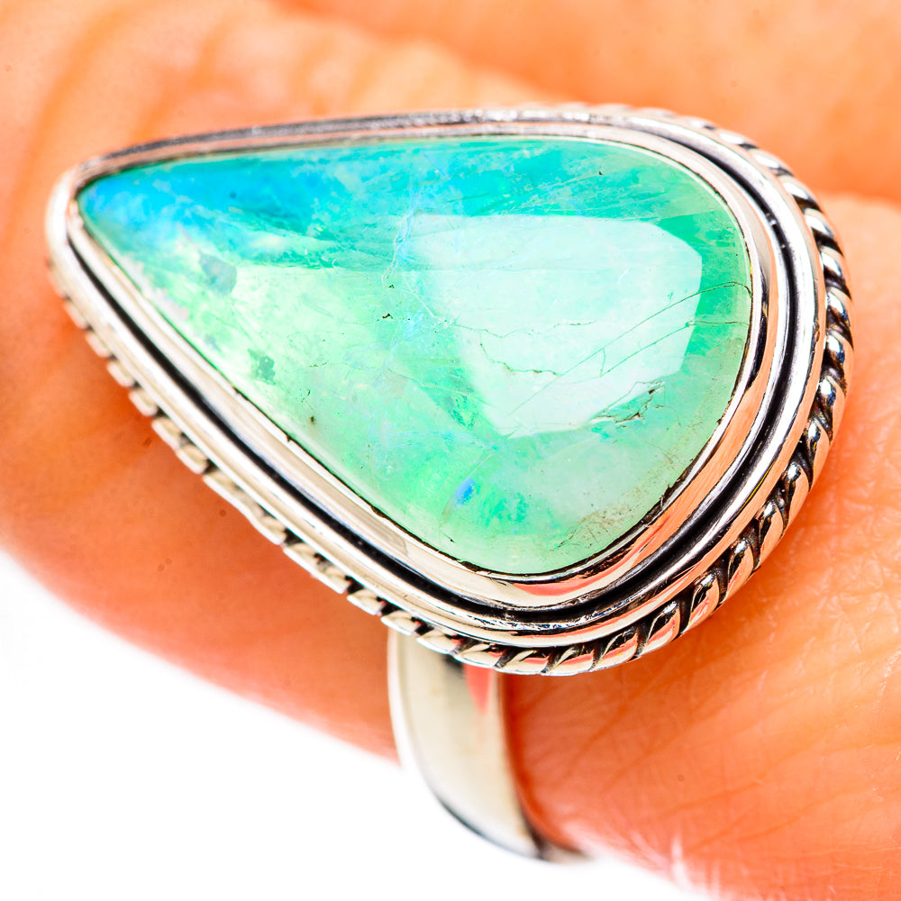 Green Moonstone Rings handcrafted by Ana Silver Co - RING130949