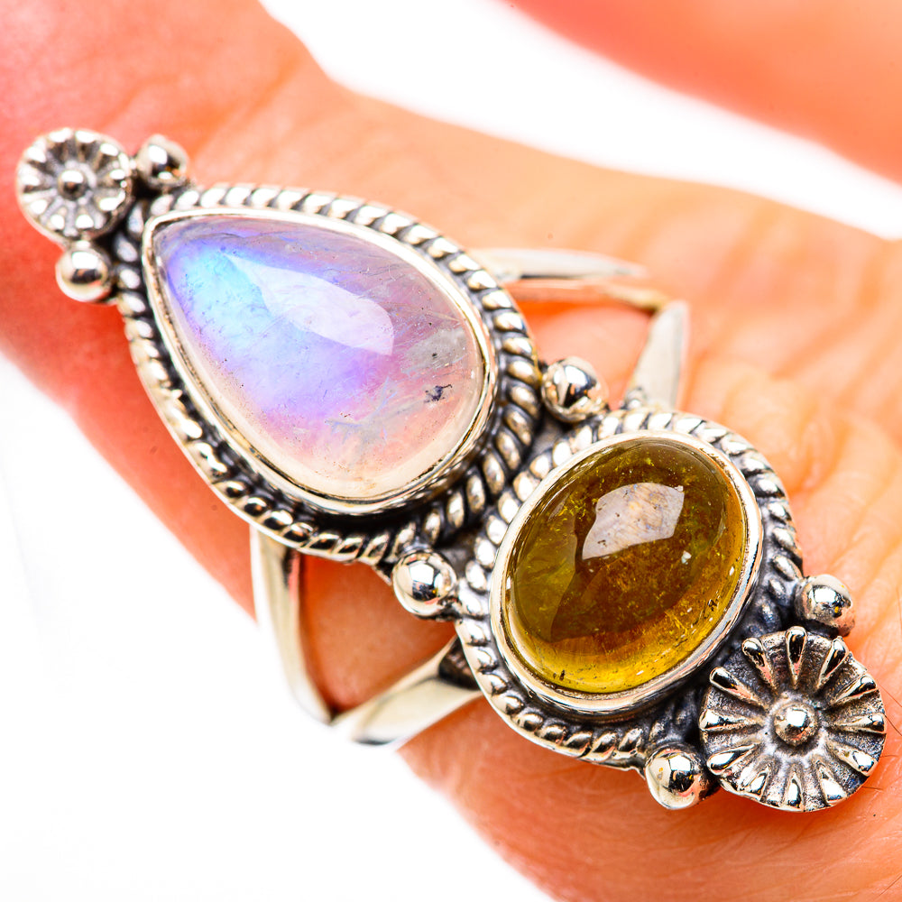 Rainbow Moonstone Rings handcrafted by Ana Silver Co - RING130951