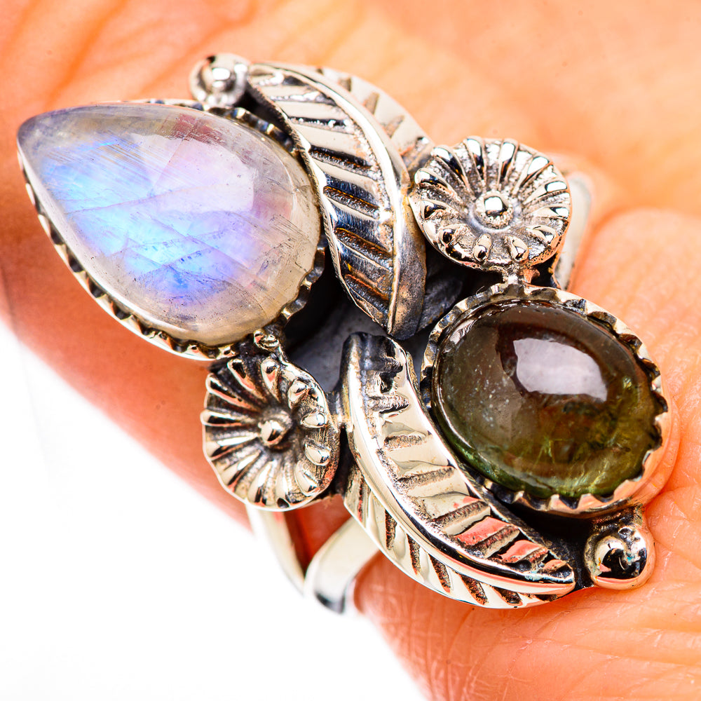 Rainbow Moonstone Rings handcrafted by Ana Silver Co - RING130969