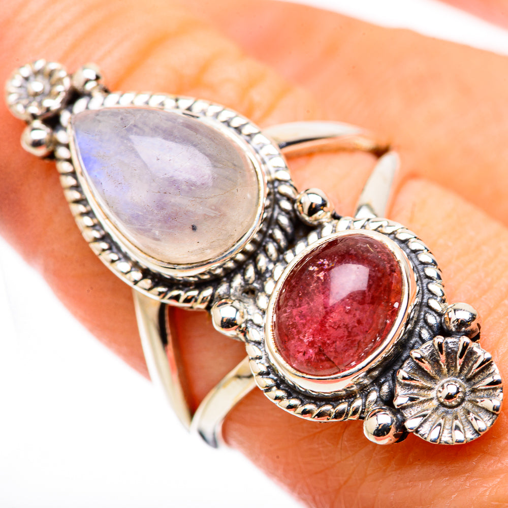 Rainbow Moonstone Rings handcrafted by Ana Silver Co - RING130972