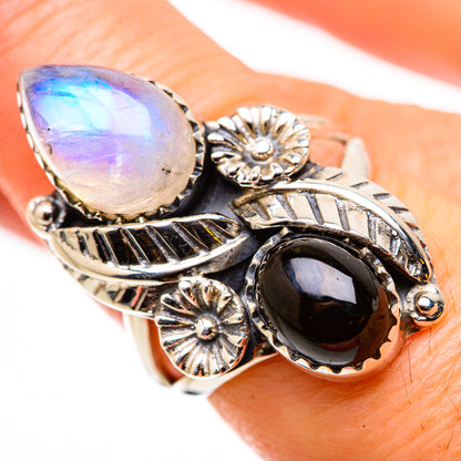Rainbow Moonstone Rings handcrafted by Ana Silver Co - RING131014