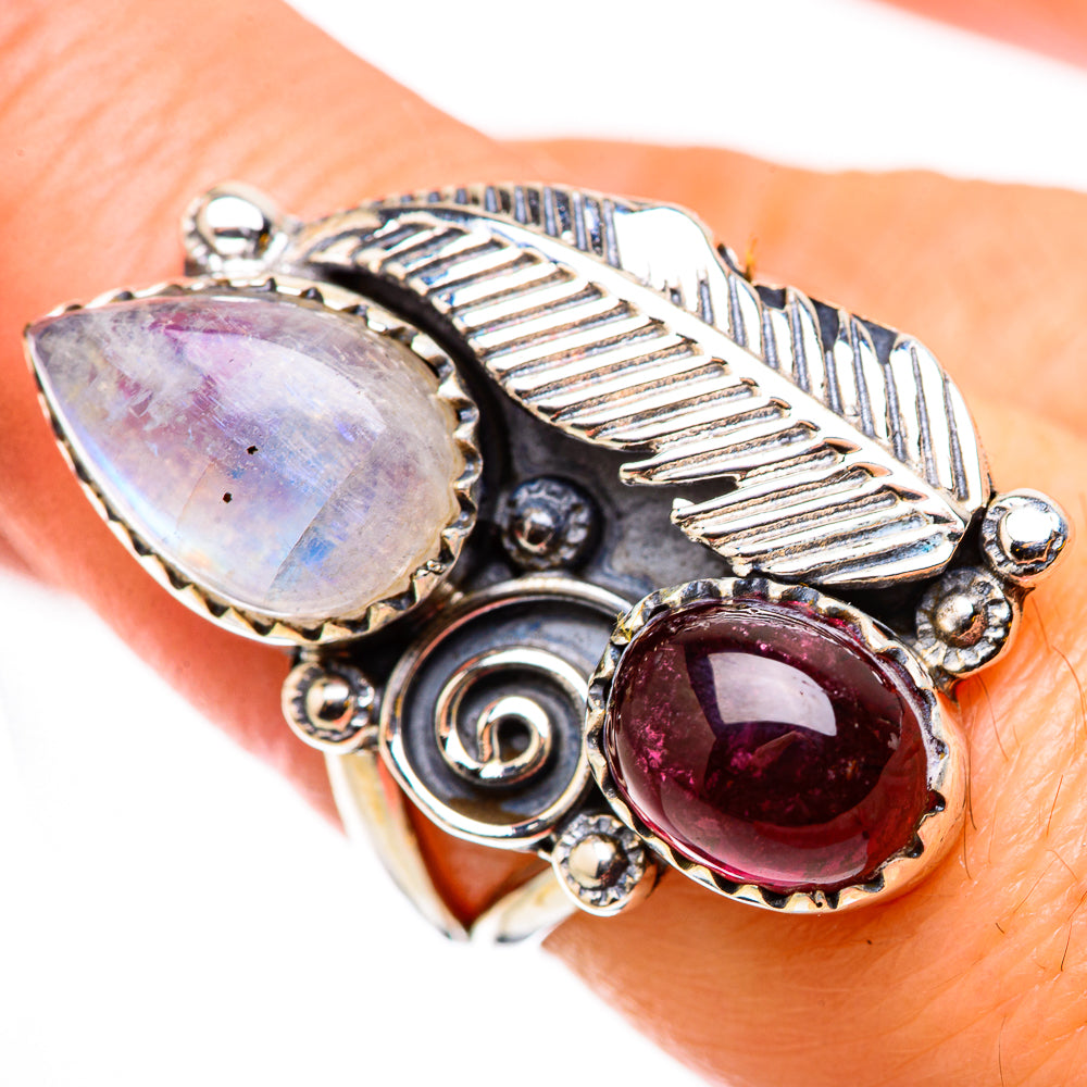 Rainbow Moonstone Rings handcrafted by Ana Silver Co - RING131016