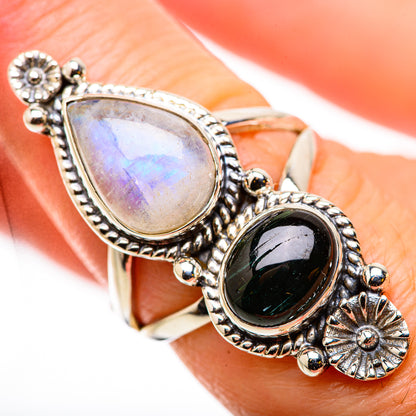 Rainbow Moonstone Rings handcrafted by Ana Silver Co - RING131018