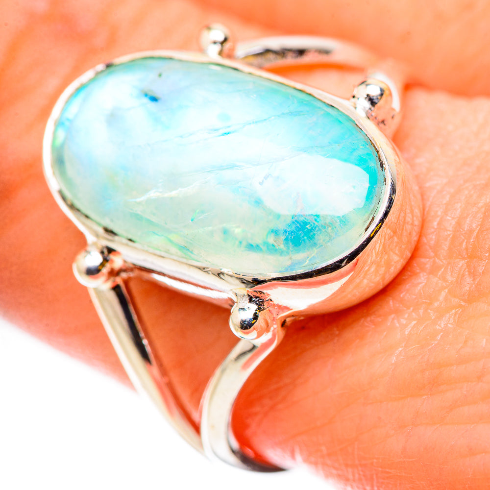 Green Moonstone Rings handcrafted by Ana Silver Co - RING131024