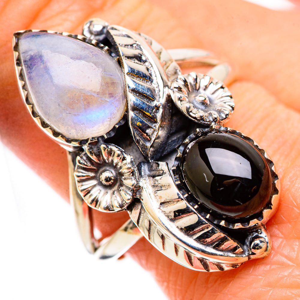 Rainbow Moonstone Rings handcrafted by Ana Silver Co - RING131038