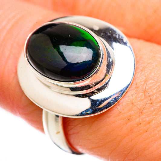 Black Opal Rings handcrafted by Ana Silver Co - RING131040