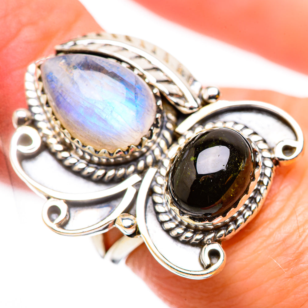 Rainbow Moonstone Rings handcrafted by Ana Silver Co - RING131049