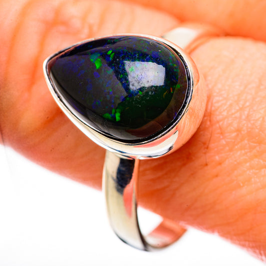 Black Opal Rings handcrafted by Ana Silver Co - RING131053