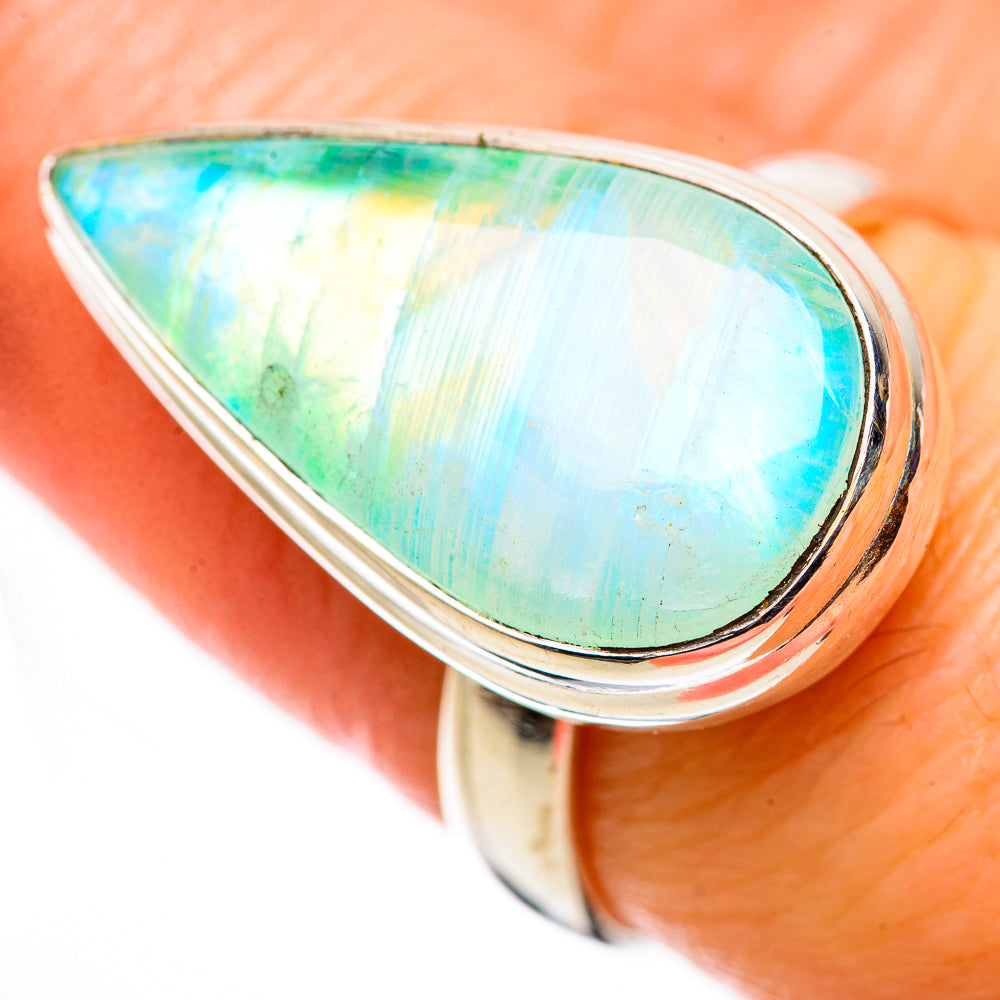 Green Moonstone Rings handcrafted by Ana Silver Co - RING131071