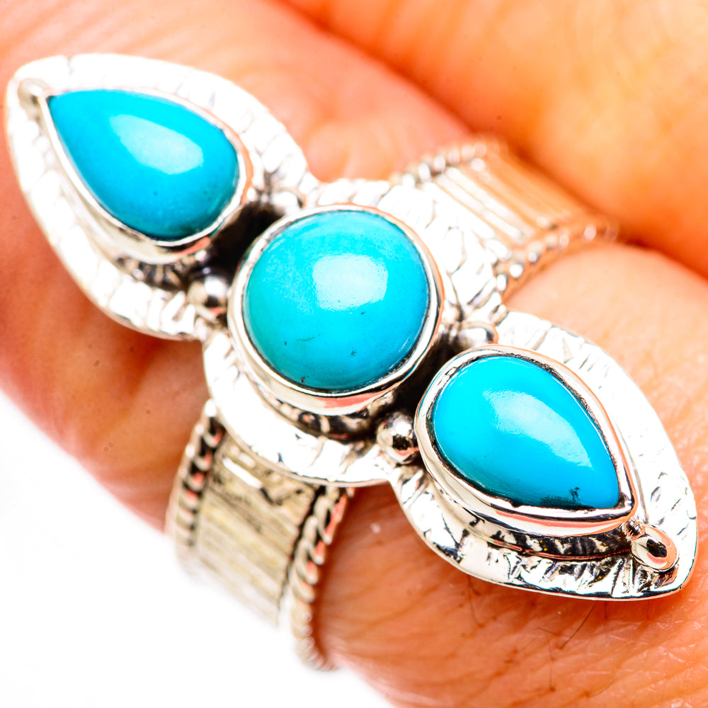 925 sterling silver turquoise triple teardrop stone ring, close-up on openwork band