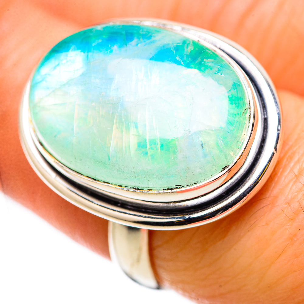 Green Moonstone Rings handcrafted by Ana Silver Co - RING131090