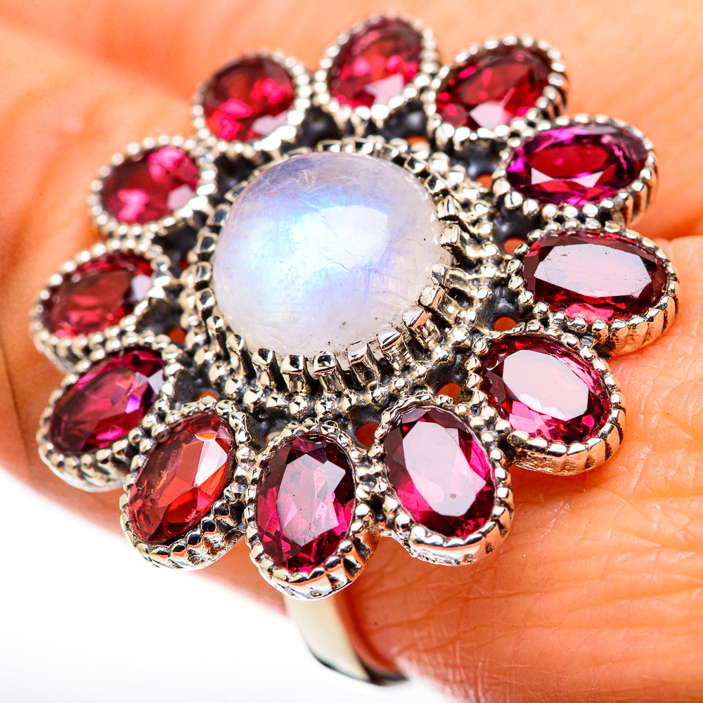 Rainbow Moonstone Rings handcrafted by Ana Silver Co - RING131092