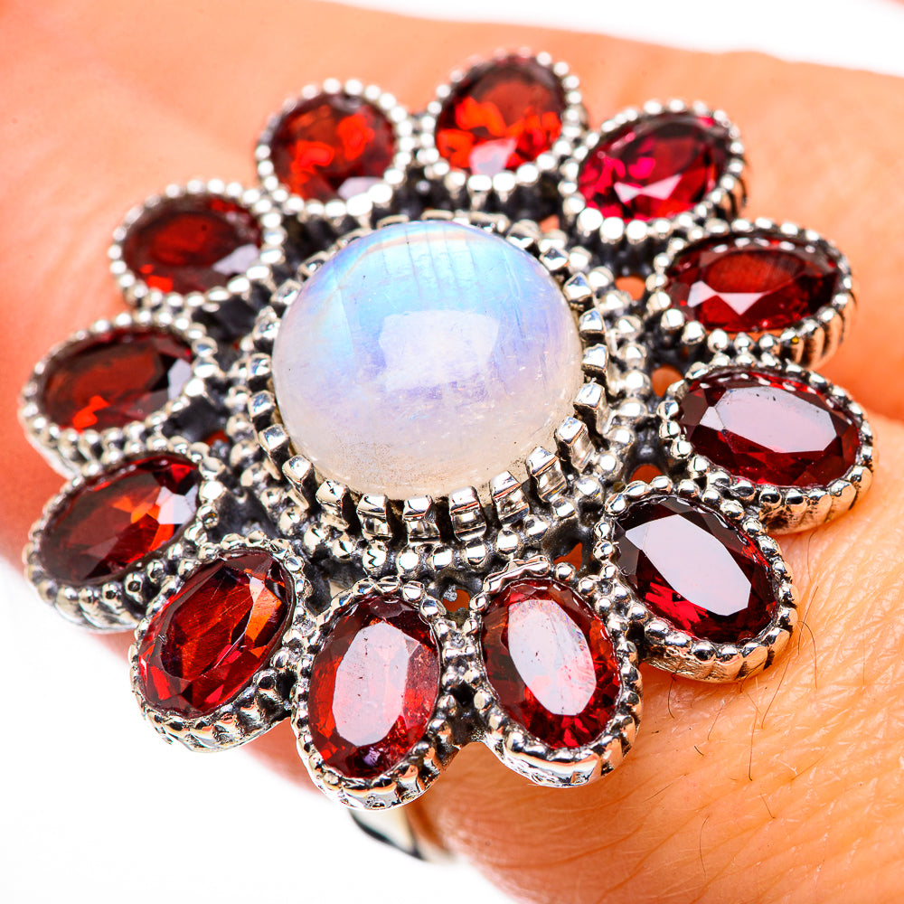 Rainbow Moonstone Rings handcrafted by Ana Silver Co - RING131101