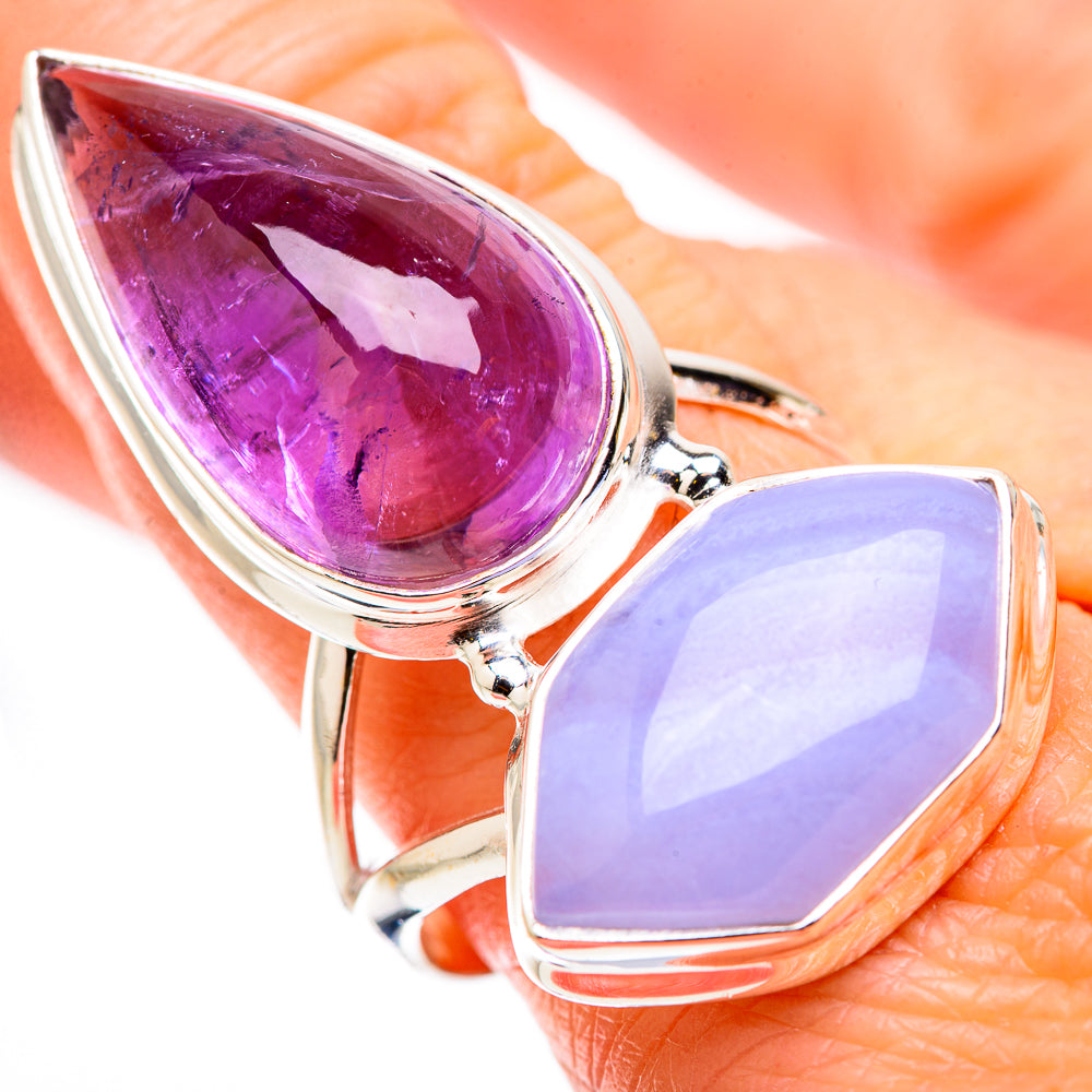 Blue Lace Agate Rings handcrafted by Ana Silver Co - RING131104