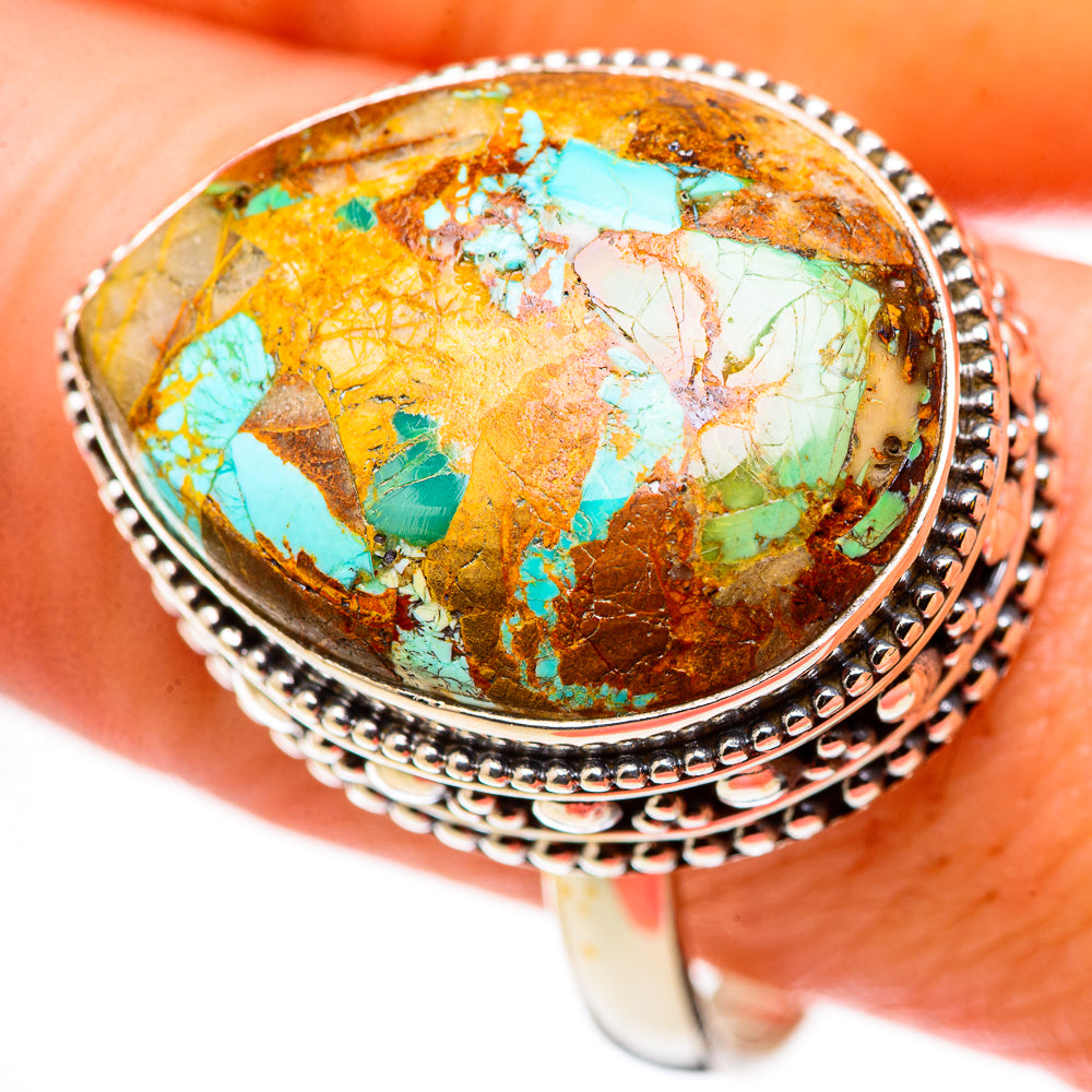 Blue Copper Composite Turquoise Rings handcrafted by Ana Silver Co - RING131117