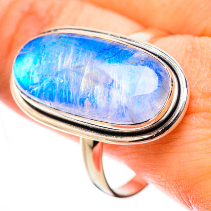 Rainbow Moonstone Rings handcrafted by Ana Silver Co - RING131119