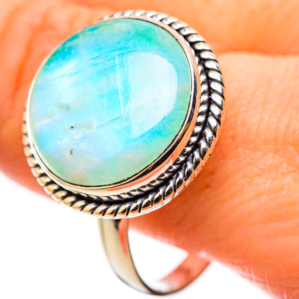 Green Moonstone Rings handcrafted by Ana Silver Co - RING131122