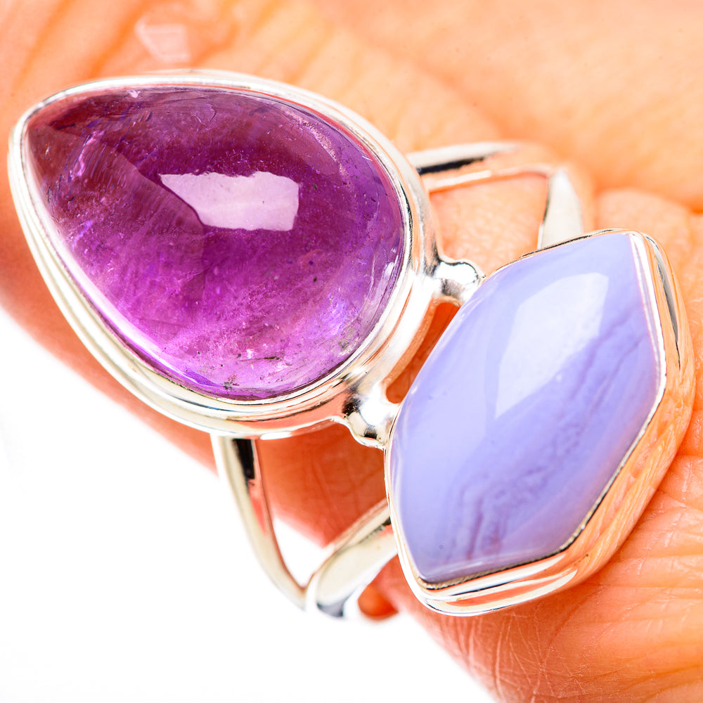 Blue Lace Agate Rings handcrafted by Ana Silver Co - RING131126